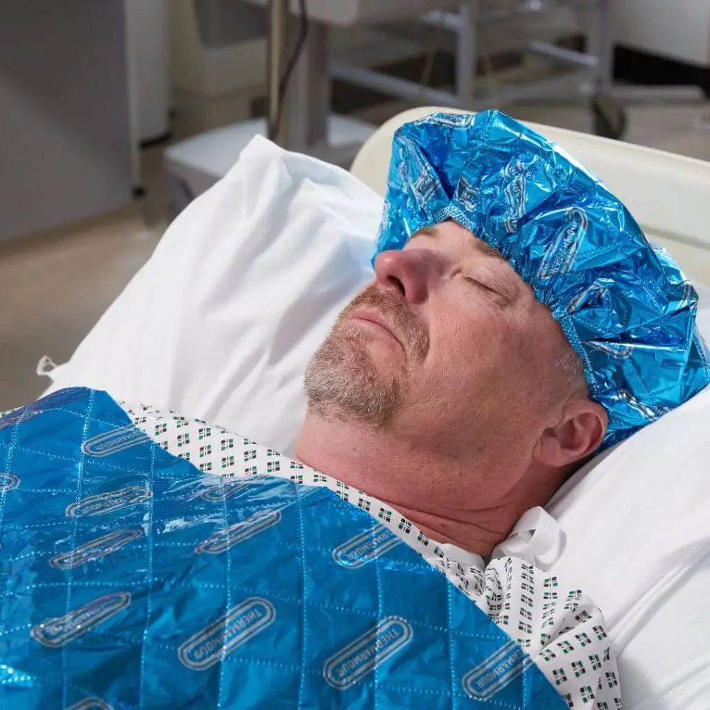 hypothermia warming blanket and medical cap